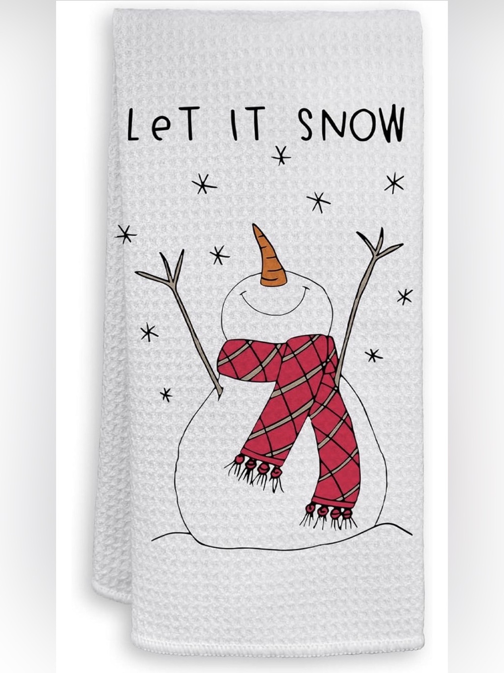 Snowman Hand Towel White & Red